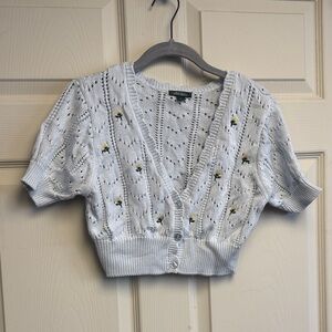 Women's White Cardigan Sweater